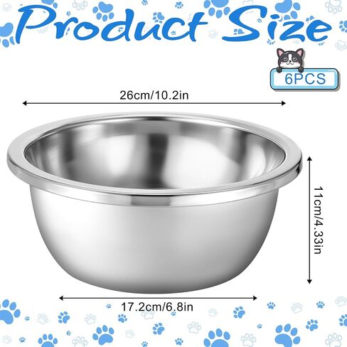 1 Gallon Large Dog Bowl Set of 6, Stainless Steel Metal Water Bowls 128oz High Capacity Heavy Duty Pet Food Bowl for X-Large and Giant Dogs, Easy to Clean in Saudi Arabia