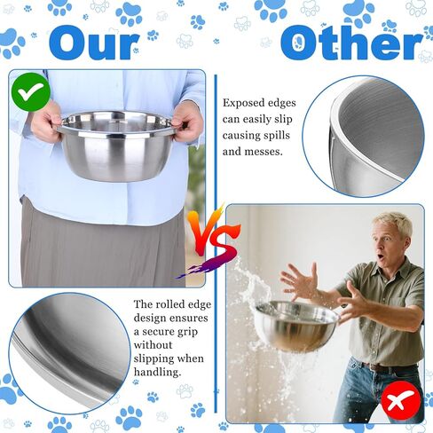1 Gallon Large Dog Bowl Set of 6, Stainless Steel Metal Water Bowls 128oz High Capacity Heavy Duty Pet Food Bowl for X-Large and Giant Dogs, Easy to Clean in Saudi Arabia