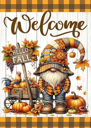 Hello Fall Gnome Pumpkin Diamond Art Kits للبالغين ، مجموعات الطلاء من الماس 5D للمبتدئين البالغين ، DIY كامل الحفر الماس DIAMOND DOT PANES GEM MET CITS للبالغين ، ديكور الجدار المنزلي 11.8x15.7 بوصة in Kuwait