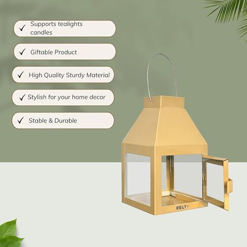 حامل شموع فوانيس معدنية سوداء من Rely+ للديكور الداخلي والخارجي - حوامل شموع معلقة - الزفاف، الحفلات، الهالوين، الكريسماس، العشاء، عيد الشكر، ديكور المنزل الحديث لعيد الفصح in Kuwait