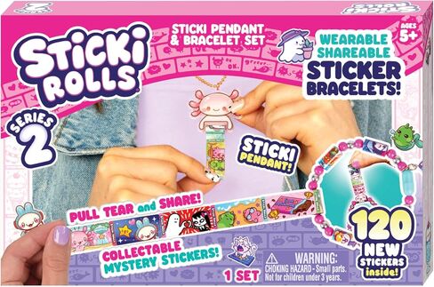 رولز sticki حزمة قلادة | 120 ملصقات حصرية يمكن ارتداؤها مع قلادة وسوار | جمع ومشاركة | الأعمار 5 وما فوق | السلسلة 2 - AXIE HAPPY in Kuwait