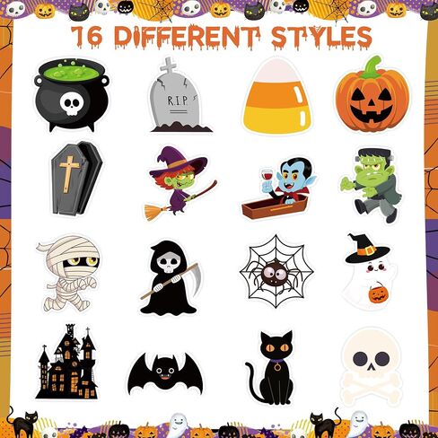 1200 Pcs Halloween Stickers Roll Cute Ghost Pumpkin Bat Sticker 1.5 Inch Halloween Seal Label Stickers 16 Designs Self Adhesive Decals Sticker for Halloweens Party Decorations in Saudi Arabia