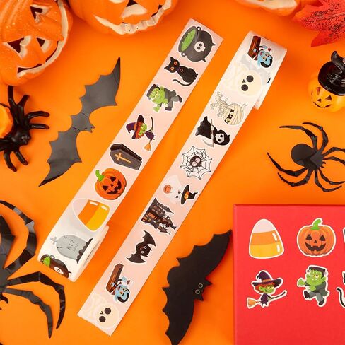 1200 Pcs Halloween Stickers Roll Cute Ghost Pumpkin Bat Sticker 1.5 Inch Halloween Seal Label Stickers 16 Designs Self Adhesive Decals Sticker for Halloweens Party Decorations in Saudi Arabia