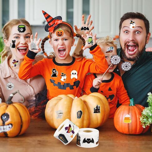 1200 Pcs Halloween Stickers Roll Cute Ghost Pumpkin Bat Sticker 1.5 Inch Halloween Seal Label Stickers 16 Designs Self Adhesive Decals Sticker for Halloweens Party Decorations in Saudi Arabia