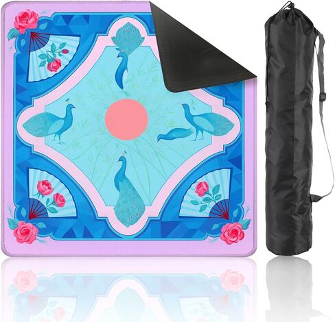 Mahjong Mat 31.5" x 31.5" Festive Christmas Ornaments Bells Ribbons Red Green Pink Non-Slip Noise Reduction Mahjong Tiles Table Cover for Dominoes Poker Card Board and Tile Games in Kuwait