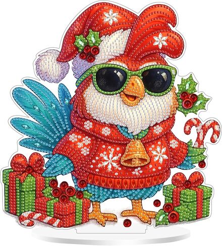 Sourmo Tabletop Diamond Art Paint Ornament Christmas ، Diy Desktop Diamond Diamonds Painting Kit للبالغين ، اللوحة الفنية الكريستالية على الحامل (الكاردينال) in Kuwait