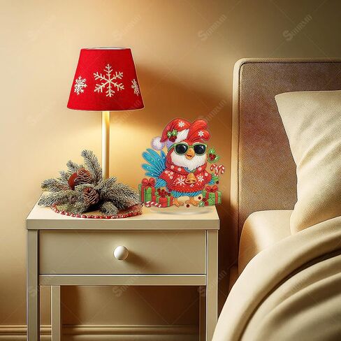 Sourmo Tabletop Diamond Art Paint Ornament Christmas ، Diy Desktop Diamond Diamonds Painting Kit للبالغين ، اللوحة الفنية الكريستالية على الحامل (الكاردينال) in Kuwait