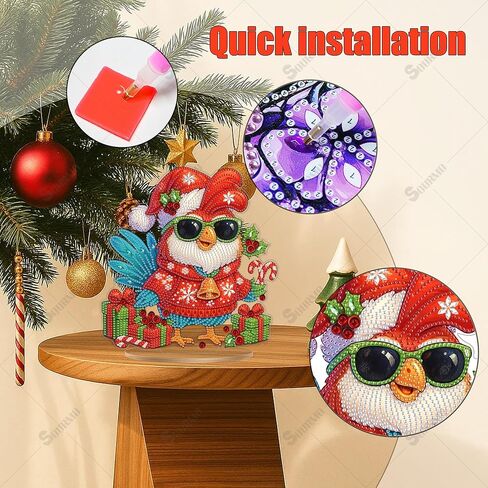 Sourmo Tabletop Diamond Art Paint Ornament Christmas ، Diy Desktop Diamond Diamonds Painting Kit للبالغين ، اللوحة الفنية الكريستالية على الحامل (الكاردينال) in Kuwait