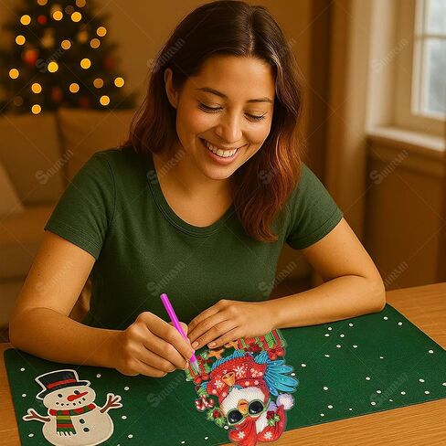 Sourmo Tabletop Diamond Art Paint Ornament Christmas ، Diy Desktop Diamond Diamonds Painting Kit للبالغين ، اللوحة الفنية الكريستالية على الحامل (الكاردينال) in Kuwait