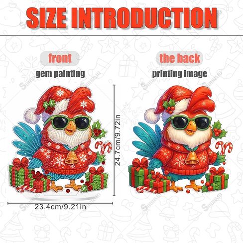 Sourmo Tabletop Diamond Art Paint Ornament Christmas ، Diy Desktop Diamond Diamonds Painting Kit للبالغين ، اللوحة الفنية الكريستالية على الحامل (الكاردينال) in Kuwait