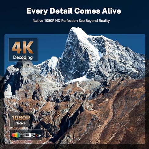 Smart Projector 1080p 4K دعم مع WiFi 6 و 2-Way Bluetooth 1500ansi Auto Keystone Focus Mini Projectors Home Theater Movie Outdoor Portable Projector (Black) in Kuwait