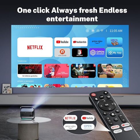 Smart Projector 1080p 4K دعم مع WiFi 6 و 2-Way Bluetooth 1500ansi Auto Keystone Focus Mini Projectors Home Theater Movie Outdoor Portable Projector (Black) in Kuwait