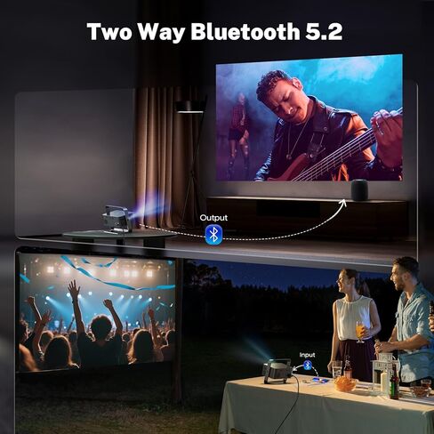 Smart Projector 1080p 4K دعم مع WiFi 6 و 2-Way Bluetooth 1500ansi Auto Keystone Focus Mini Projectors Home Theater Movie Outdoor Portable Projector (Black) in Kuwait