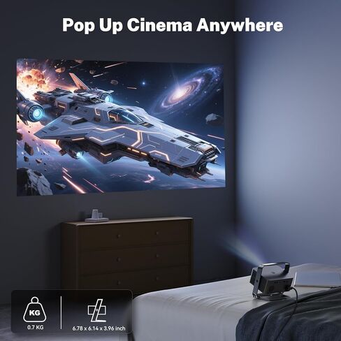 Smart Projector 1080p 4K دعم مع WiFi 6 و 2-Way Bluetooth 1500ansi Auto Keystone Focus Mini Projectors Home Theater Movie Outdoor Portable Projector (Black) in Kuwait