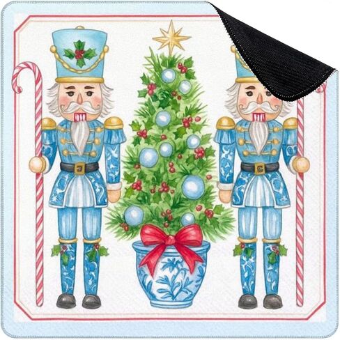 Mahjong Mat for Table Christmas Nutcracker Soldiers Festive Tree Candy Canes Blue Red Tones 31.5 "× 31.5" in Kuwait