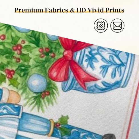 Mahjong Mat for Table Christmas Nutcracker Soldiers Festive Tree Candy Canes Blue Red Tones 31.5 "× 31.5" in Kuwait