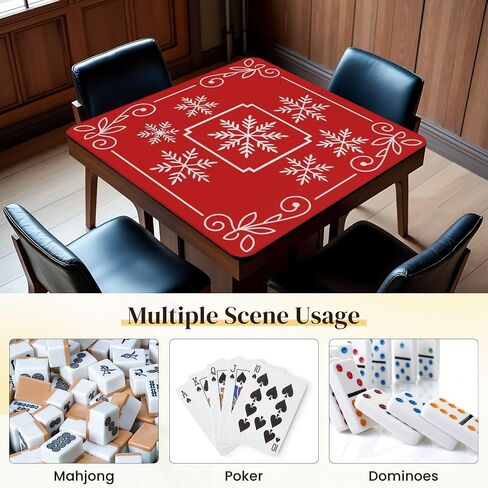 Mahjong Mat for Table Christmas Nutcracker Soldiers Festive Tree Candy Canes Blue Red Tones 31.5 "× 31.5" in Kuwait