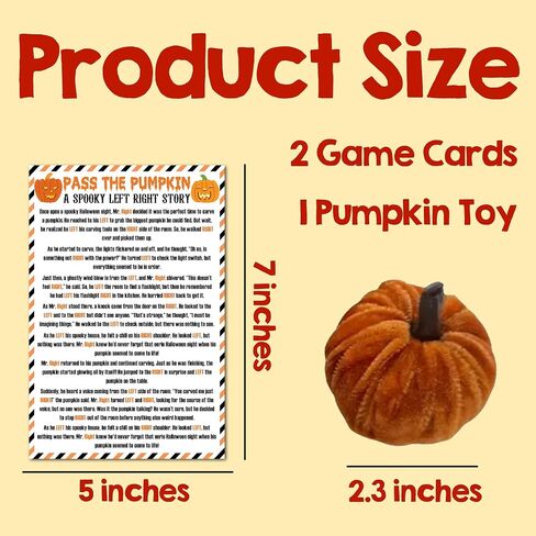 Pass the Pumpkin - 5 '× 7' 'بطاقات لعبة الهالوين - قصة يمين يمين عصبي - بطاقات 2 مع لعبة قرع واحدة - ألعاب الحفلات والأنشطة في الفصل الدراسي للبالغين للمراهقين - A02 A02 in Kuwait