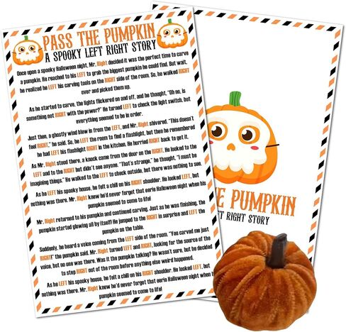 Pass the Pumpkin - 5 '× 7' 'بطاقات لعبة الهالوين - قصة يمين يمين عصبي - بطاقات 2 مع لعبة قرع واحدة - ألعاب الحفلات والأنشطة في الفصل الدراسي للبالغين للمراهقين - A02 A02 in Kuwait