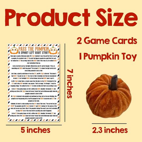 Pass the Pumpkin - 5 '× 7' 'بطاقات لعبة الهالوين - قصة يمين يمين عصبي - بطاقات 2 مع لعبة قرع واحدة - ألعاب الحفلات والأنشطة في الفصل الدراسي للبالغين للمراهقين - A02 A02 in Kuwait