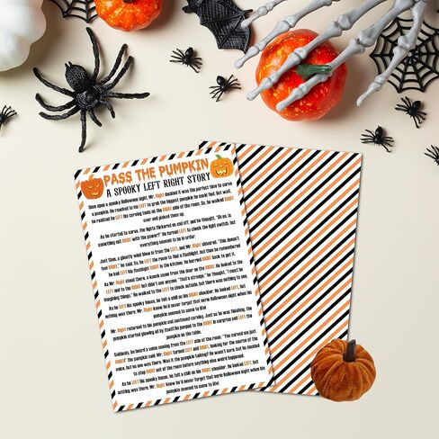 Pass the Pumpkin - 5 '× 7' 'بطاقات لعبة الهالوين - قصة يمين يمين عصبي - بطاقات 2 مع لعبة قرع واحدة - ألعاب الحفلات والأنشطة في الفصل الدراسي للبالغين للمراهقين - A02 A02 in Kuwait