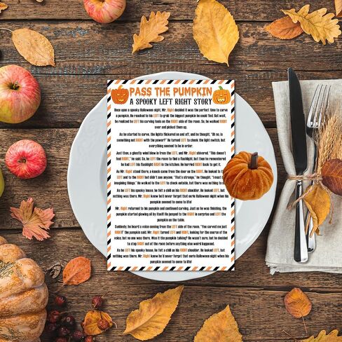Pass the Pumpkin - 5 '× 7' 'بطاقات لعبة الهالوين - قصة يمين يمين عصبي - بطاقات 2 مع لعبة قرع واحدة - ألعاب الحفلات والأنشطة في الفصل الدراسي للبالغين للمراهقين - A02 A02 in Kuwait