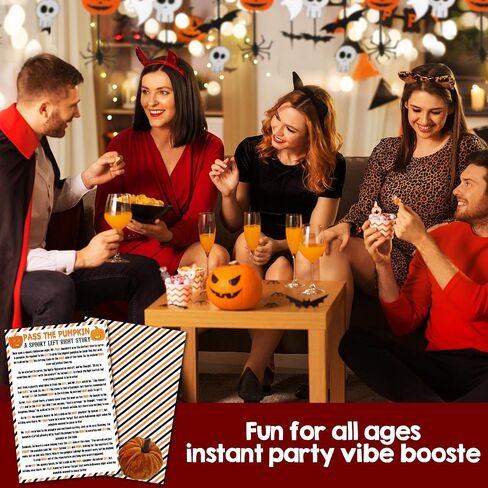 Pass the Pumpkin - 5 '× 7' 'بطاقات لعبة الهالوين - قصة يمين يمين عصبي - بطاقات 2 مع لعبة قرع واحدة - ألعاب الحفلات والأنشطة في الفصل الدراسي للبالغين للمراهقين - A02 A02 in Kuwait