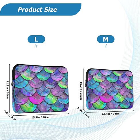 Blue Purple Mermaid Scales (6) Laptop Sleeve 15.6 inch, Protective Laptop Case Briefcase Notebook Cover Carrying Computer Bag for Travel Work in Kuwait