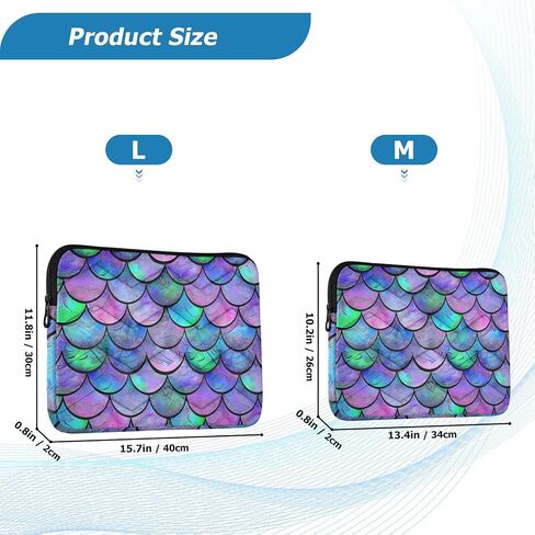 Blue Purple Mermaid Scales (6) Laptop Sleeve 15.6 inch, Protective Laptop Case Briefcase Notebook Cover Carrying Computer Bag for Travel Work in Kuwait