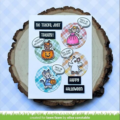 Lawn Fawn Halloween Mice, 4"x6" Clear Stamp Set, Coordinating Dies, Coloring Stencil (Bundle of 3 Items) in Saudi Arabia