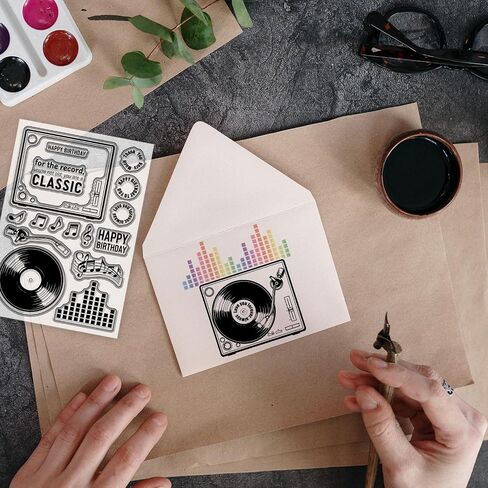 GLOBLELAND Vintage Music Notes Clear Stamps for Cards Making and Journaling Retro Music Records Transparent Stamp Happy Birthday Silicone Stamps Seal for DIY Scrapbooking Embossing Photo Album Decor in Saudi Arabia
