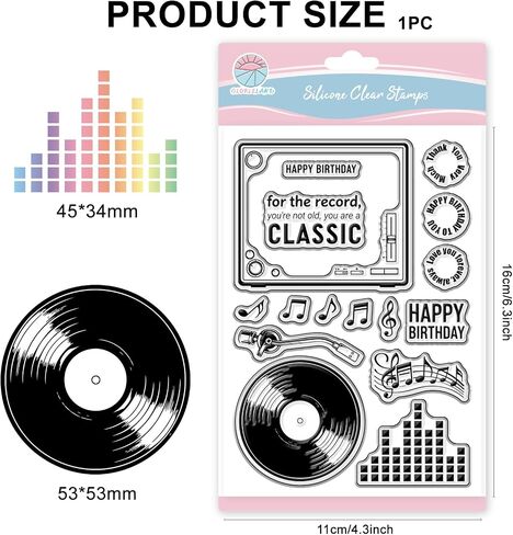 GLOBLELAND Vintage Music Notes Clear Stamps for Cards Making and Journaling Retro Music Records Transparent Stamp Happy Birthday Silicone Stamps Seal for DIY Scrapbooking Embossing Photo Album Decor in Saudi Arabia