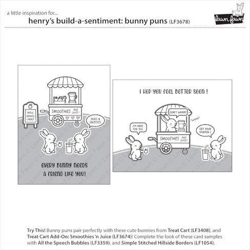 Lawn Fawn LF3678 Henry's Build-A-Sentiment: Bunny Puns 4x6 Clear Stamp in Saudi Arabia