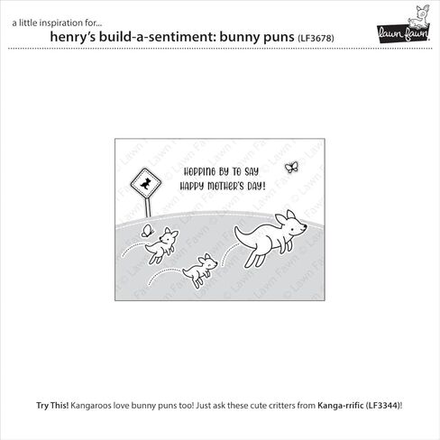 Lawn Fawn LF3678 Henry's Build-A-Sentiment: Bunny Puns 4x6 Clear Stamp in Saudi Arabia