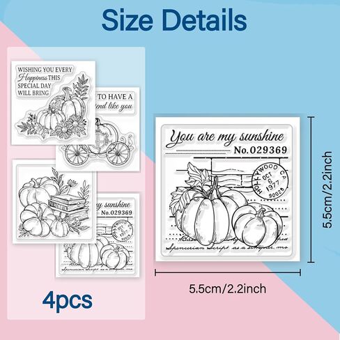 GLOBLELAND 4Pcs Autumn Pumpkin Mini Clear Stamps for DIY Scrapbooking Thanksgiving Pumpkin Corner Mini Silicone Stamp Seals Transparent Stamps for Cards Making Photo Album Journal Home Decoration in Saudi Arabia