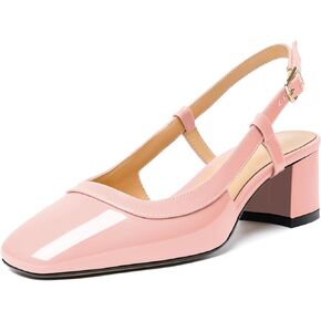 Joseywade Slingback Low Block Chunky Heels Pumps 2 Inch Closed Square Toe Shoes Women Heeled Sandals