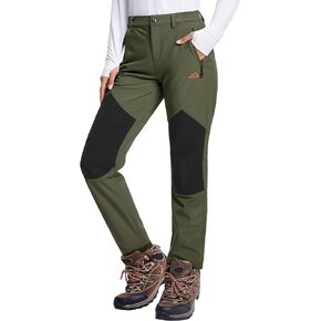 MAGCOMSEN Women's Fleece Lined Hiking Pants Waterproof Insulated Outdoor Snow Ski Pants Winter Hunting Softshell Pants