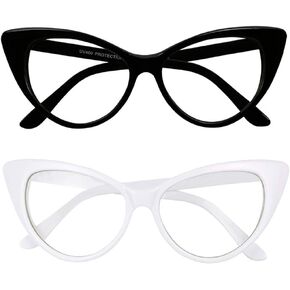 نظارات شمسية ShadyVEU Vintage Cateye للحماية من الأشعة فوق البنفسجية بدون وصفة طبية وعدسة شفافة أنيقة وعصرية in Kuwait