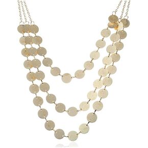 تألق Mutilayer الترتر عملات القرص مكتنزة المختنق قلادة البوهيمي مريلة طوق سترة قلادة للنساء in Kuwait