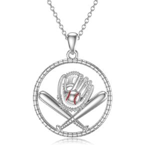MEIDERBO Sterling Silver Baseball/Softball/Tennis/Volleyball Necklace Sports Jewelry Inspirational Gifts Sports Lovers Gifts for Teen Girls Women