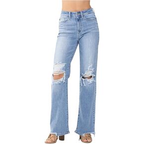 Judy Blue High Rise 90's Straight Jeans in Light Wash