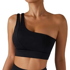 ABOCIW Sports Bras for Women Sexy Cutout Strap One Shoulder Workout Yoga Bra with Removable Cups Medium Support