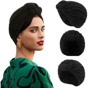 Women Turban Hat African Turban Head Wrap Stretch Head Scarf Flower Knot Pre-Tied Bonnet Beanie Cap Headwear Sleep Chemo Hat