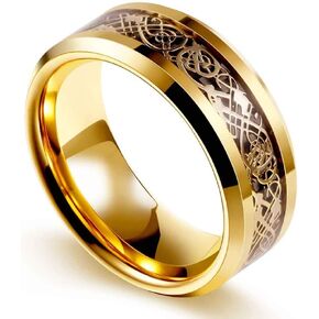 ringcolor Yellow Gold Plated 8mm Titanium Steel Mens Ring Men Wedding Band Man Ring