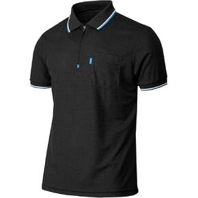 BCPOLO Mens Quarter Zip Up Polo Shirt Short Sleeves Zip Athletic Golf Polo Shirt