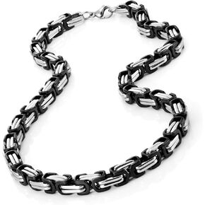 Urban Jewelry Impressive Mechanic Style Stainless Steel Men's Necklace Silver Black Chain for Men (18,21,23 Inches)