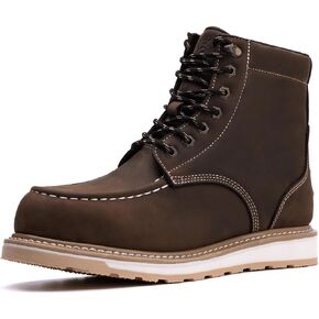 SL-Saint Waterproof Steel Moc Toe Mens Work Boots Classic Fashion Industrial Construction Insulated Safety Comfortable Shoes 6'' Genuine Full Grain Leather Ankle Brown Footwear…