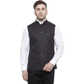 WINTAGE Men's Poly Cotton Festive and Casual Nehru Jacket Vest Waistcoat