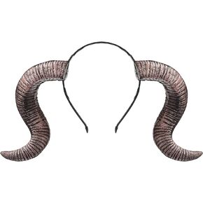 FOMIYES Halloween Ram Horns Headdress Carnival Devil Horns Hair Costume Stage Props for Women Men(Old Gold)