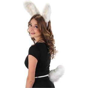 Deluxe White Bunny Tail - Standard Size | Faux Fur Elastic Band | 7" Long | Easy & Fun Holiday Costume Dressup for Rabbit